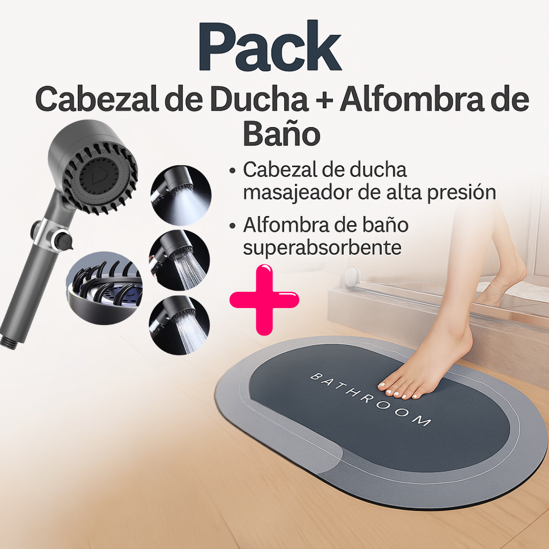 Pack Cabezal Ducha+ Alfombra Absorbente