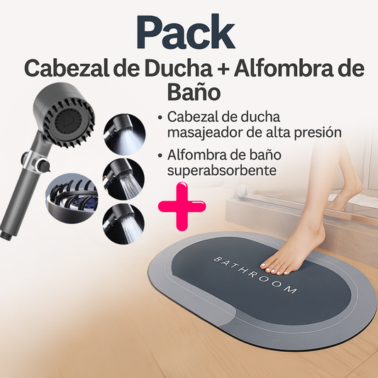 Pack Cabezal Ducha+ Alfombra Absorbente